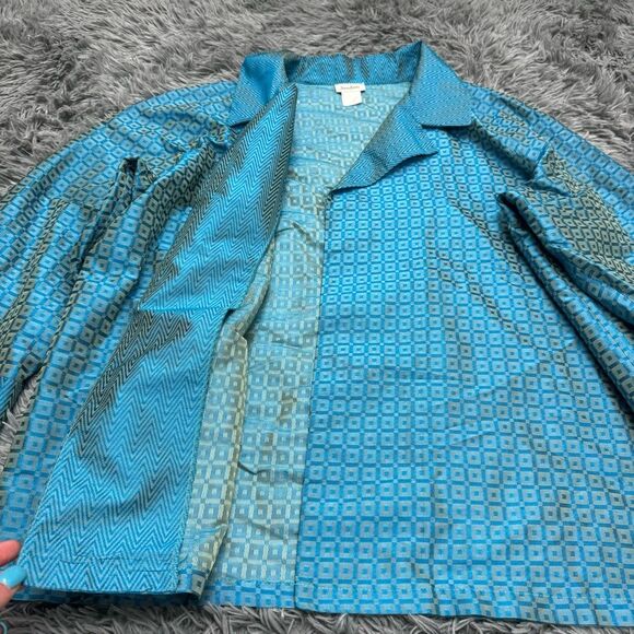 Neiman Marcus Vintage Blue Open Front Blouse Size Large - Picture 7 of 8